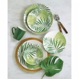 Thomson Pottery Palm Leaf 16-Piece Green Ceramic Stoneware Dinnerware Set, Service for 4 thumbnail 2