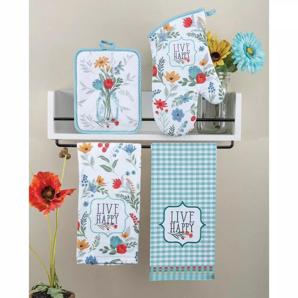 Kay Dee Blooming Thoughts Cotton Multi Kitchen Textile Set - 4 Piece Floral Set
