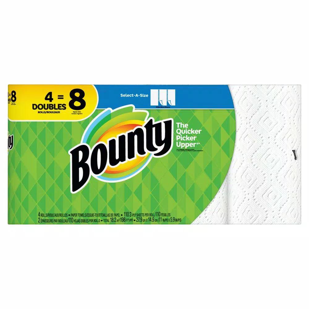 Bounty Select-A-Size White Paper Towels, 4 Double Rolls