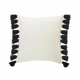 LR Home Trinity Black and Ivory Striped Fringe Throw Pillow, 20 x 20 in. thumbnail 3