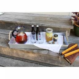 Achla Designs Galvanized Steel Serving Tray with Rope Handles, 28.25 in. x 10.25 in. thumbnail 5