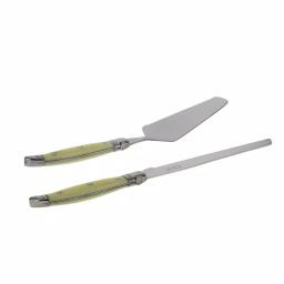 Unbranded French Home 2-Piece Laguiole Conoisseur Cake Slicer and Server Set, Faux Ivory Handles thumbnail 2
