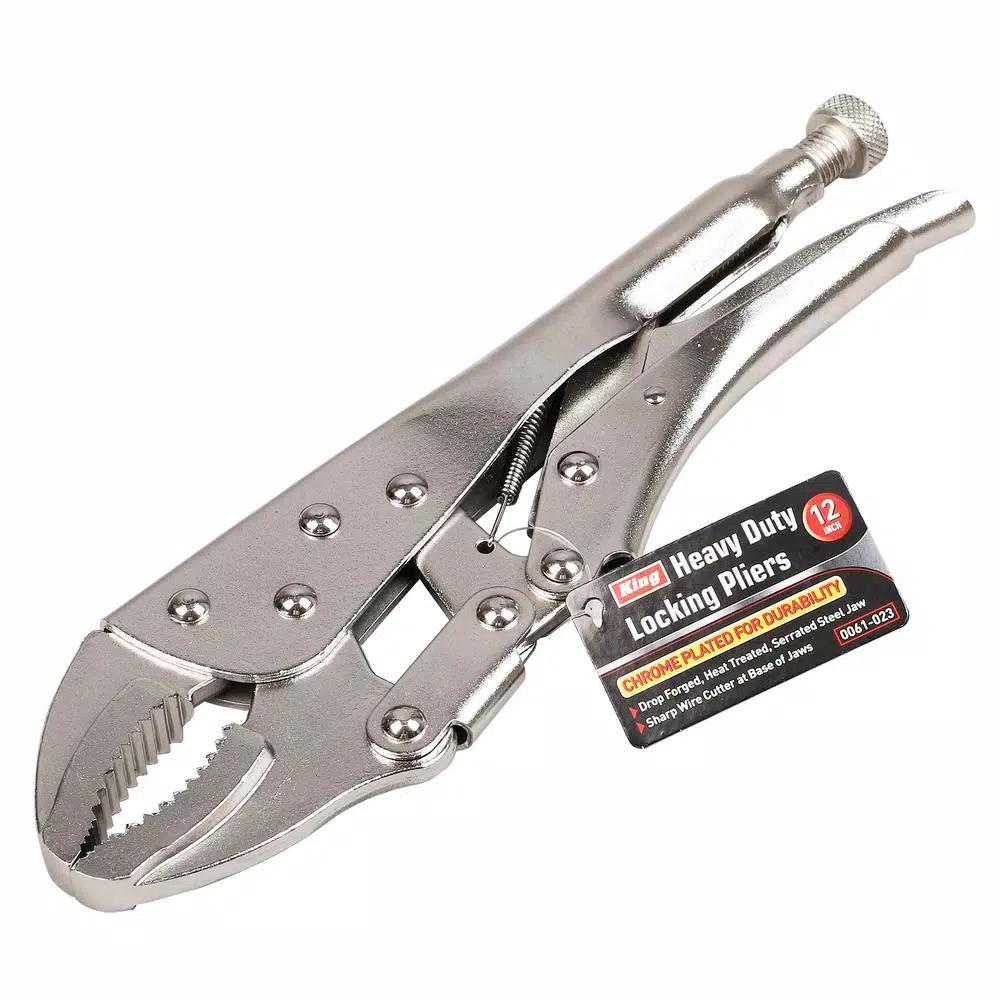 KING 12 in. Heavy-Duty Locking Pliers, Curved Jaw, Drop-Forged Carbon Steel