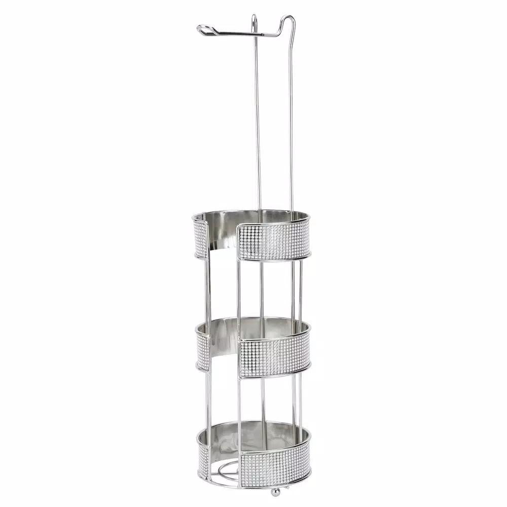 Bath Bliss Curls Toilet Paper Holder and Dispenser, Pave Diamond Chrome Design