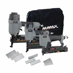 NuMax 3-Piece Pneumatic Finishing Nailer and Stapler Combo Kit with Storage Bag and Fasteners thumbnail 1