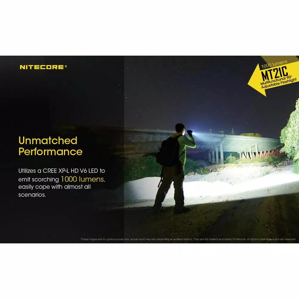 NITECORE MT21C 90° Adjustable LED Flashlight, 1000 Lumens, USB Rechargeable