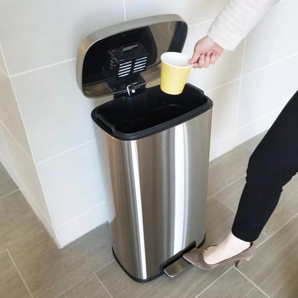 iTouchless SoftStep 8 Gal. Stainless Steel Step Trash Can with Odor Filter and Removable Inner Bucket