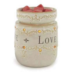 Candle Warmers Etc 8.8 in. Live, Laugh, Love Ivory Reactive Glazed Fragrance Warmer thumbnail 1