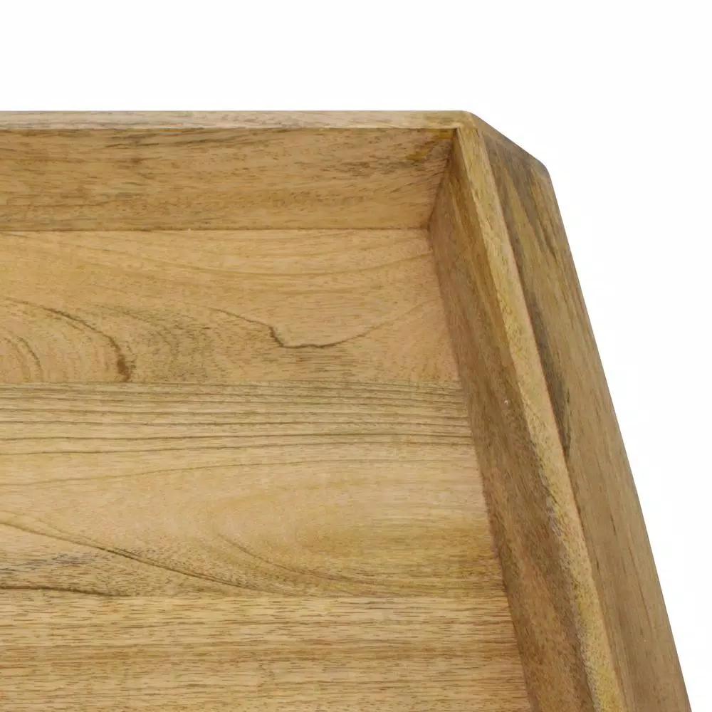 Stonebriar Collection Stonebriar Rustic Mango Wood Square Serving Tray with Handles