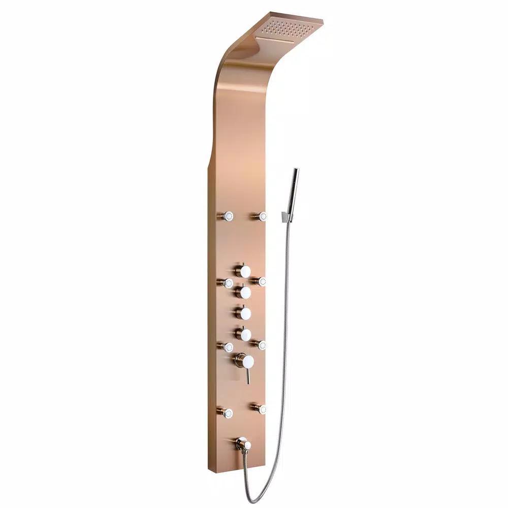 AKDY 65 in. 8-Jet Bronze Stainless Steel Shower Panel System with Rainfall Waterfall and Handheld Wand