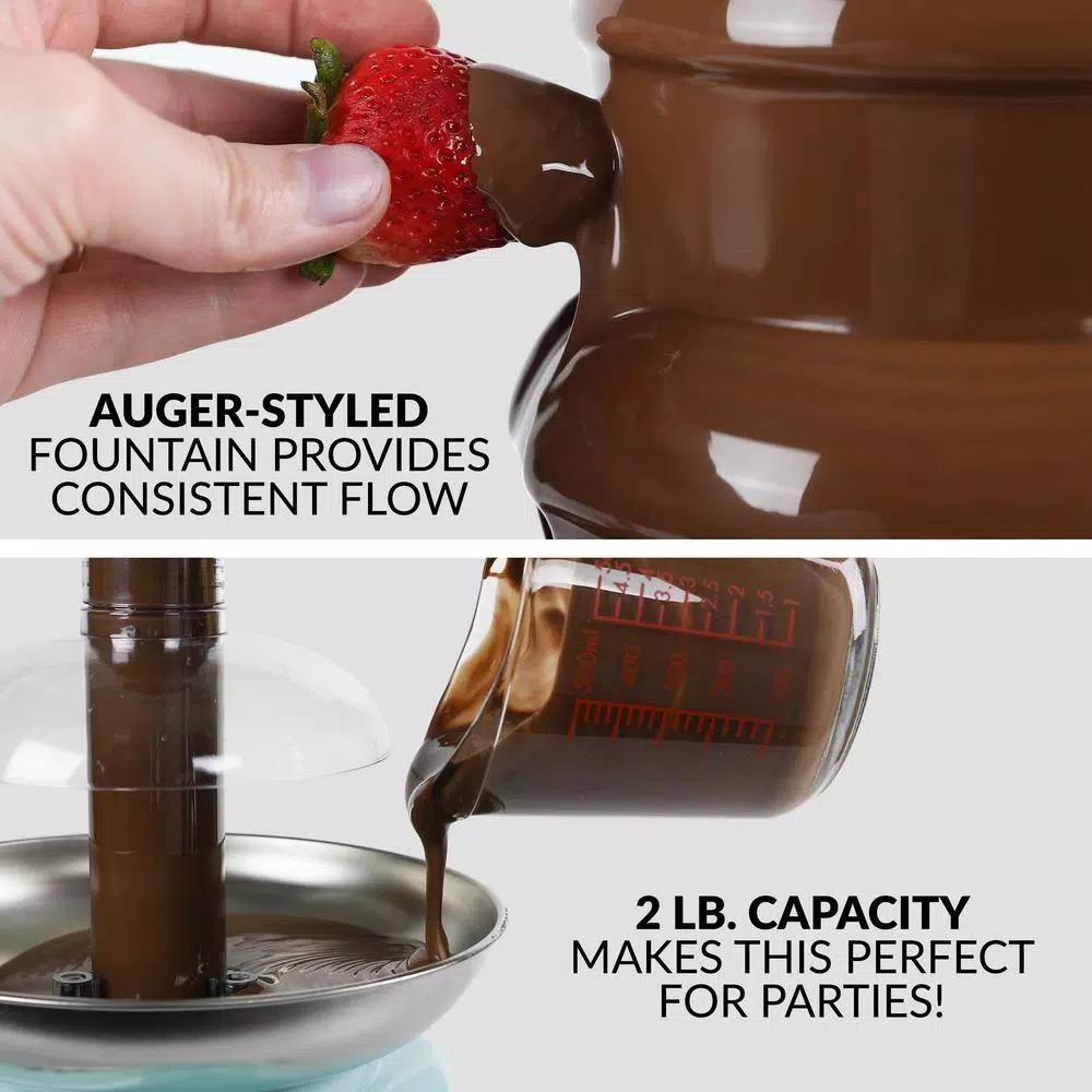 Nostalgia 4-Tier Aqua Chocolate Fountain with LED Power Gauge and Heated Stainless Steel Bowl