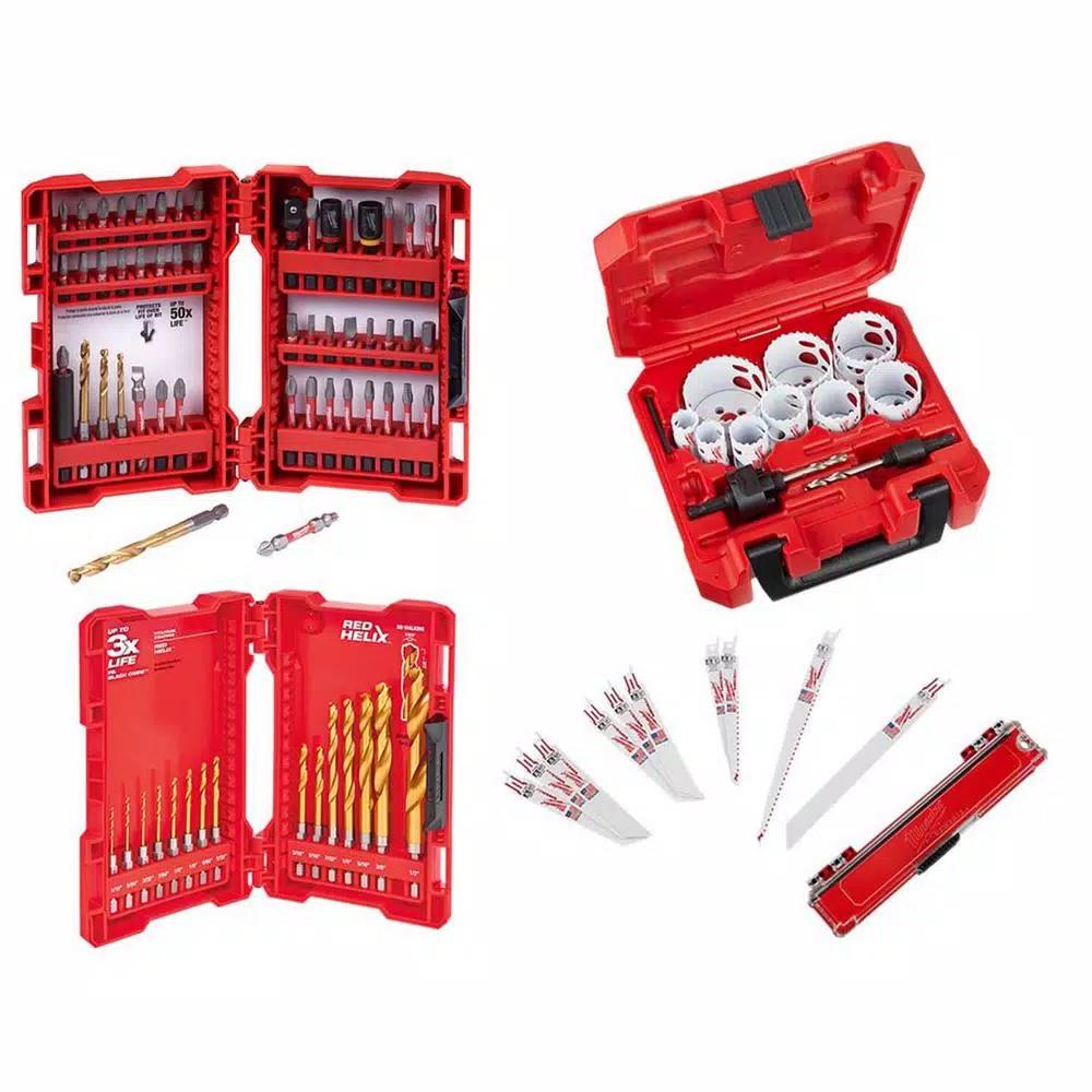 Milwaukee SHOCKWAVE 88-Piece Impact Duty Driver Bit, Titanium Drill Bit, Hole Saw & Reciprocating Saw Blade Set