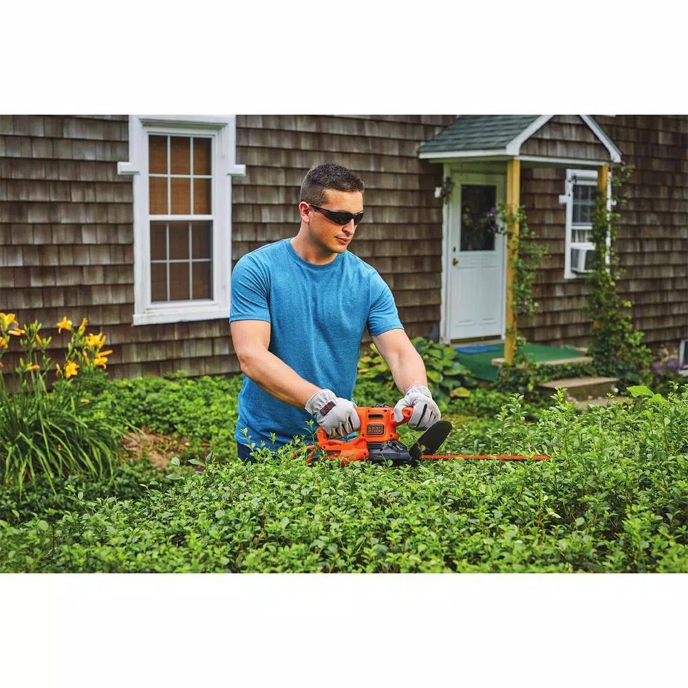 BLACK+DECKER 17 in. Corded Electric Hedge Trimmer, 3.2 Amp, Dual-Action Hardened Steel Blade