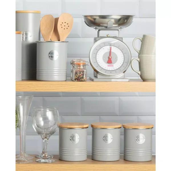 Typhoon Living Gray Cookie Tin with Sustainable Bamboo Lid - 114 oz Carbon Steel Cookie Jar