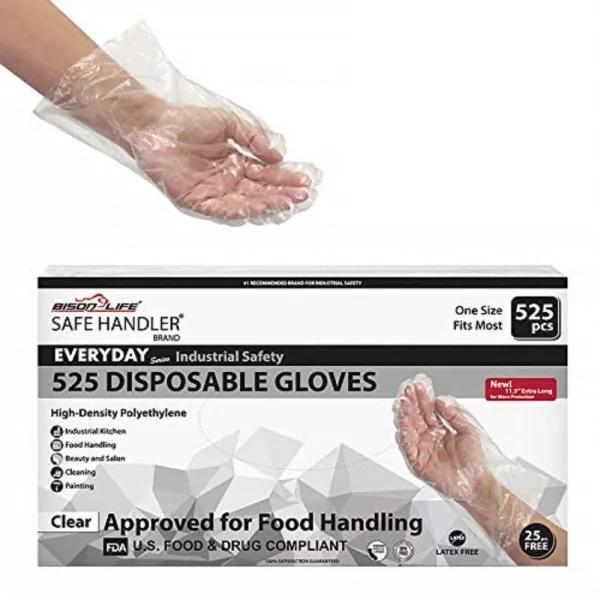 Safe Handler Long Cuff HDPE Multi-Purpose Disposable Gloves, One Size, 525-Count