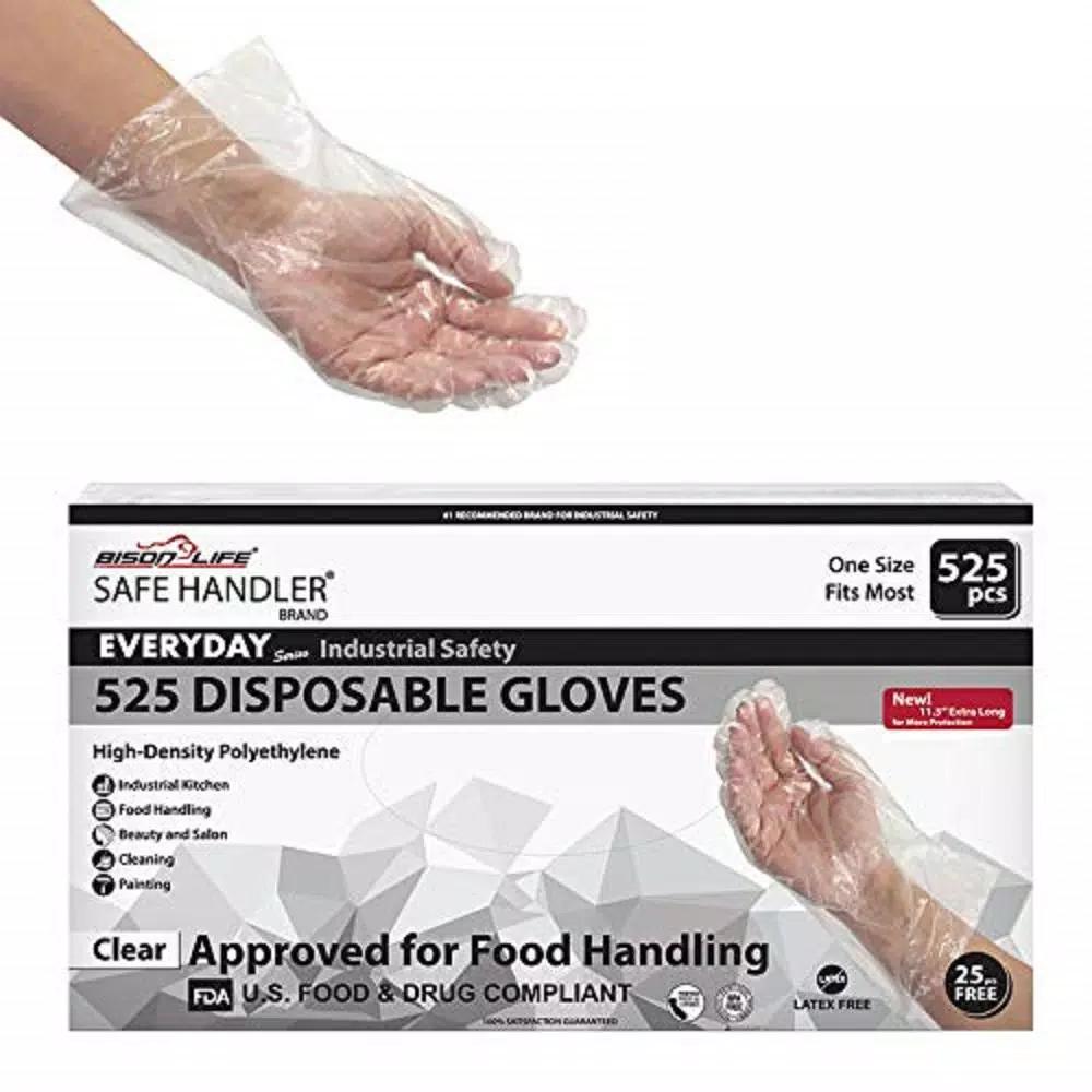 Safe Handler Long Cuff HDPE Multi-Purpose Disposable Gloves, One Size, 525-Count