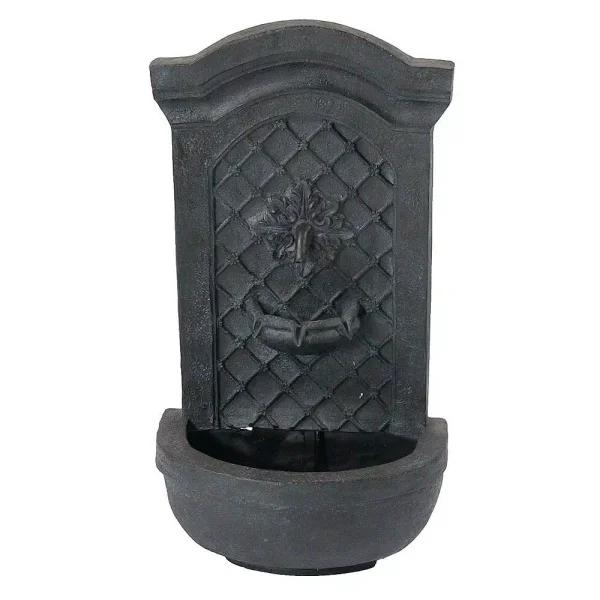 Sunnydaze Decor Rosette Resin Solar Outdoor Wall Fountain with Battery Backup and Lead Finish