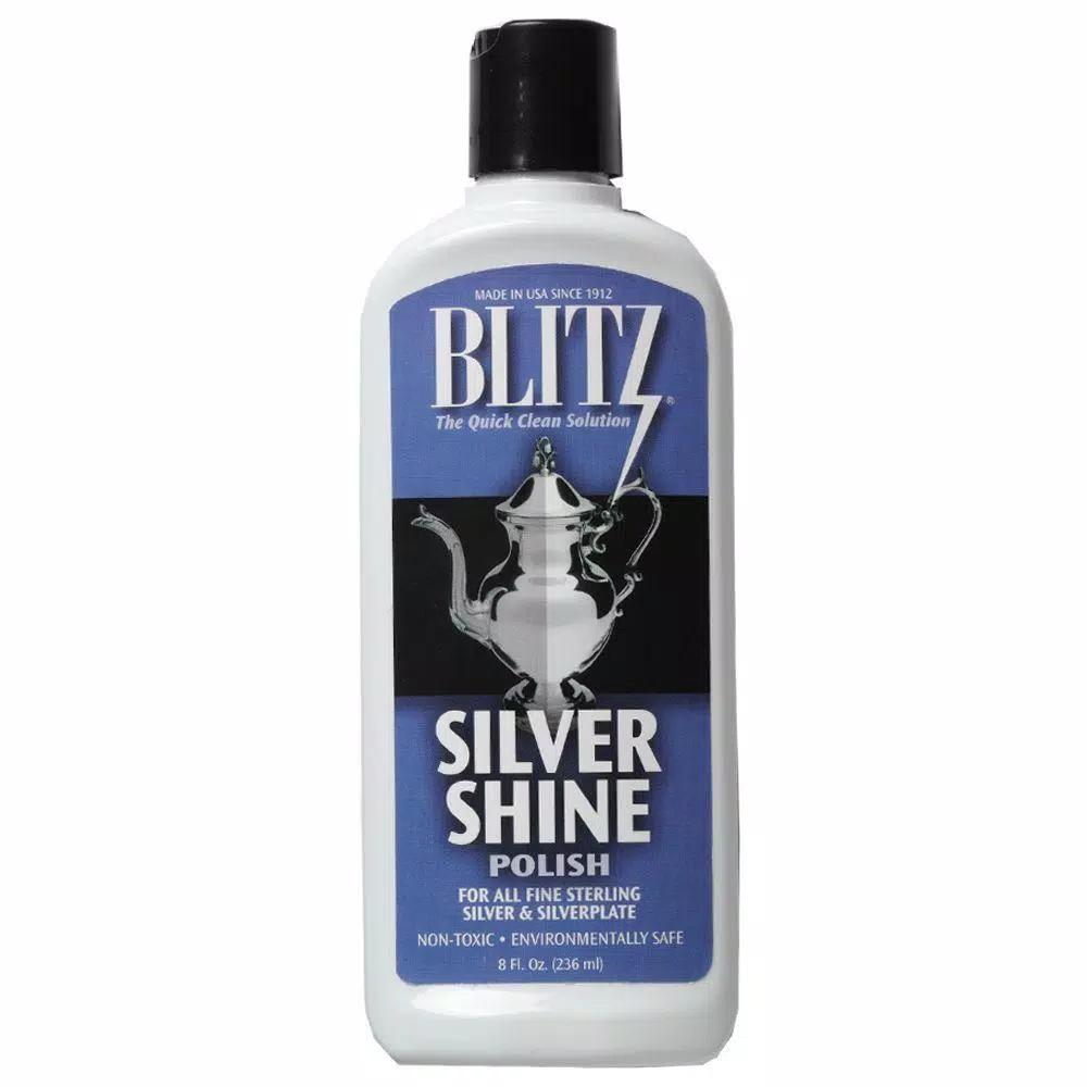 Blitz Silver Shine Polishing Liquid, 8 oz. - Non-Toxic Silver & Silver-Plate Cleaner