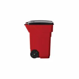 Suncast Commercial 96 Gallon Red Heavy Duty Wheeled Trash Can with Attached Lid thumbnail 2