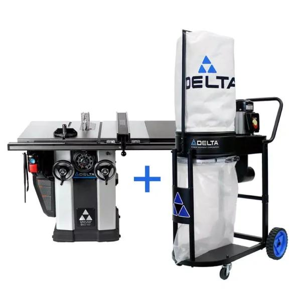 Delta 10 in. Unisaw Left Tilt Cabinet Saw with 36 in. Biesemeyer Fence & 1.0 HP Dust Collection System