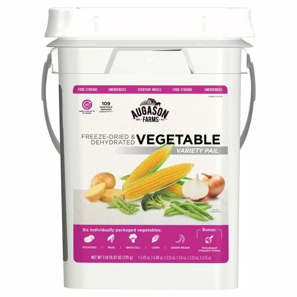 Augason Farms Freeze Dried Vegetable Variety Pail - 109 Servings - 30-Year Shelf Life