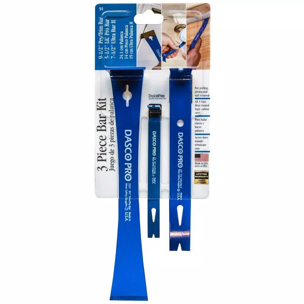 Dasco Pro 3-Piece Pry Bar Set, High-Carbon Steel Hand Tool Set