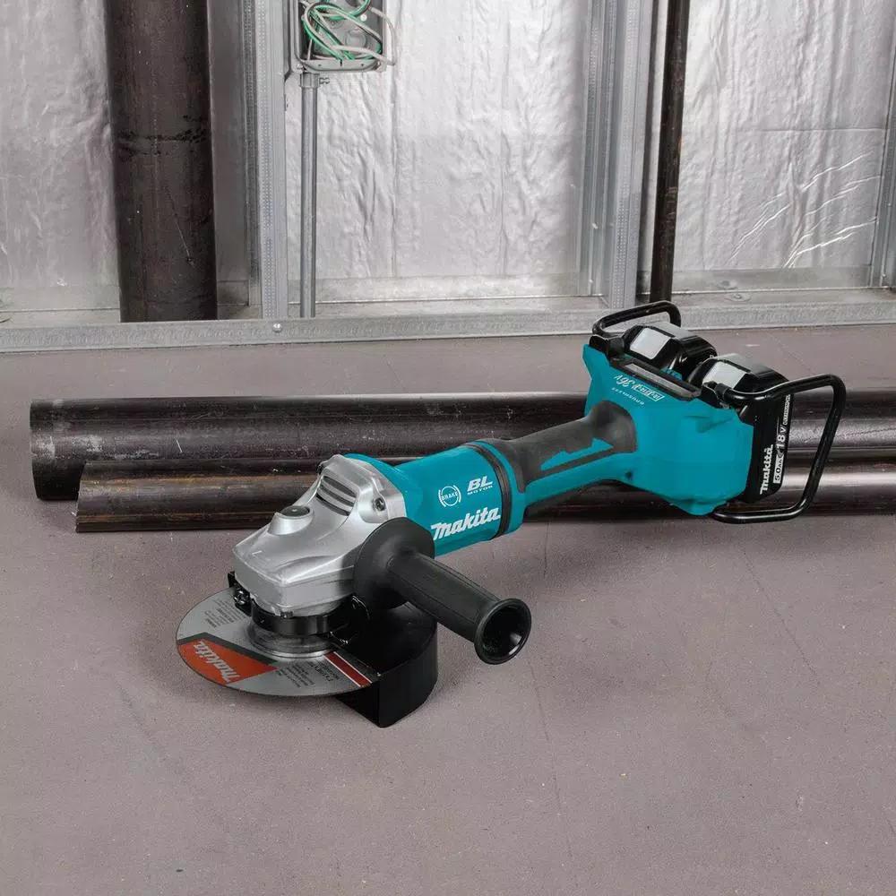 Makita 18V X2 LXT (36V) 7 in. Brushless Paddle Switch Angle Grinder Kit with 5.0 Ah Batteries & 10pk Grinding Wheels