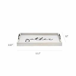 Elegant Designs Gather Gray Wash Decorative Wood Serving Tray with Black Metal Handles thumbnail 3