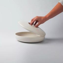 BergHOFF Ron 3-Piece Stoneware Steamer Insert and Covered Bowl Set, White thumbnail 2