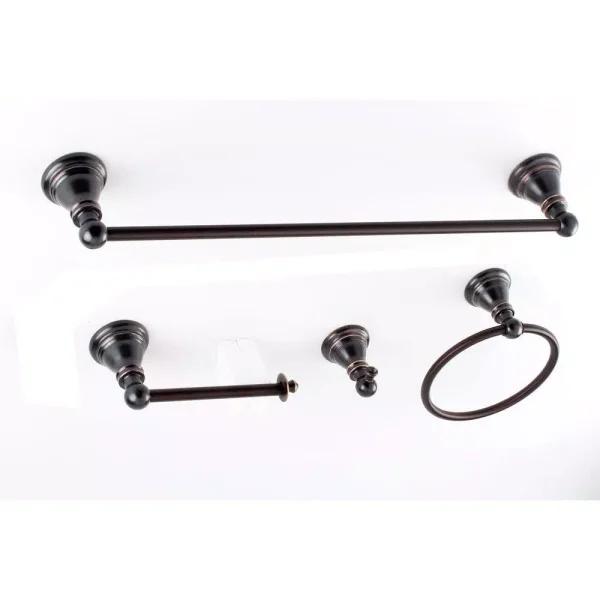 Kingston Brass 4-Piece Naples Bronze Bath Hardware Set - Oil Rubbed Bronze Bathroom Accessory Kit