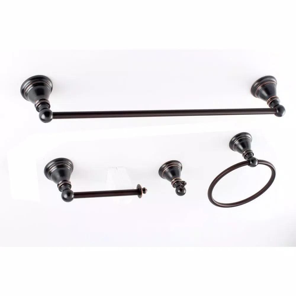 Kingston Brass 4-Piece Naples Bronze Bath Hardware Set - Oil Rubbed Bronze Bathroom Accessory Kit
