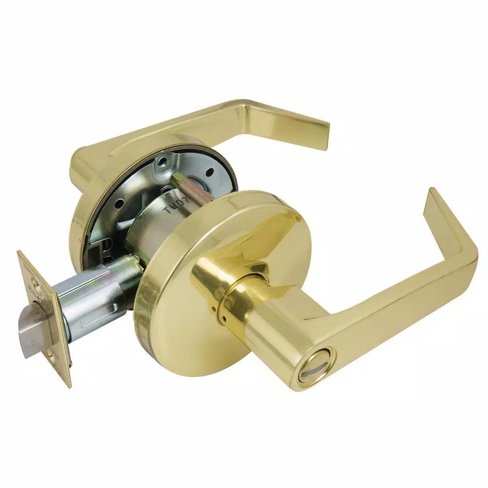 US Lock 2050 GR2 Privacy Bed/Bath Door Lever, 2-3/4 in. Backset, US3 Bright Brass