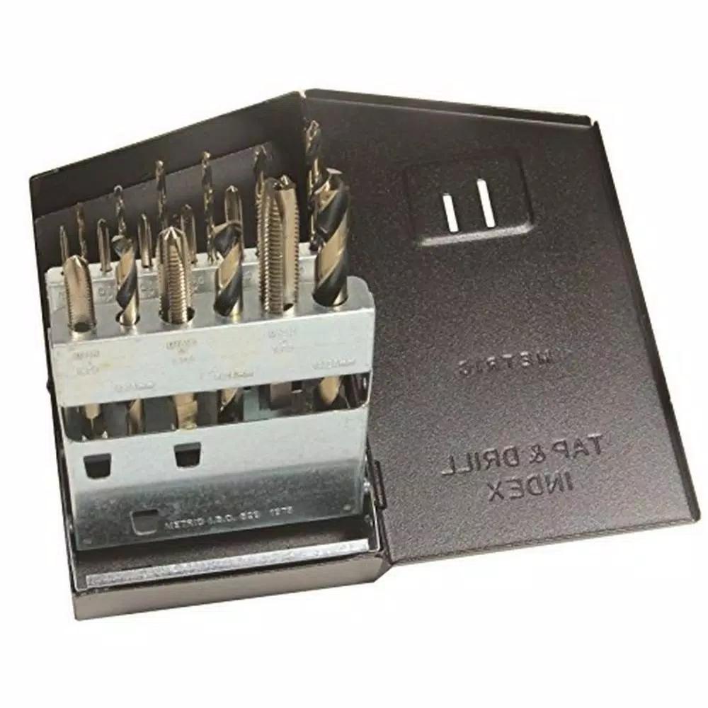 Viking Drill and Tool 18-Piece Tungsten Spiral Point Metric Drill and Tap Set with Metal Case