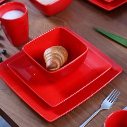 Boyel Living 16-Piece Modern Red Porcelain Dinnerware Set, Service for 4 thumbnail 4