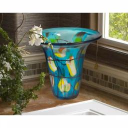 Dale Tiffany 9.5 in. Imagination Hand Blown Art Glass Vase, Multi-Colored Trumpet Shape thumbnail 1