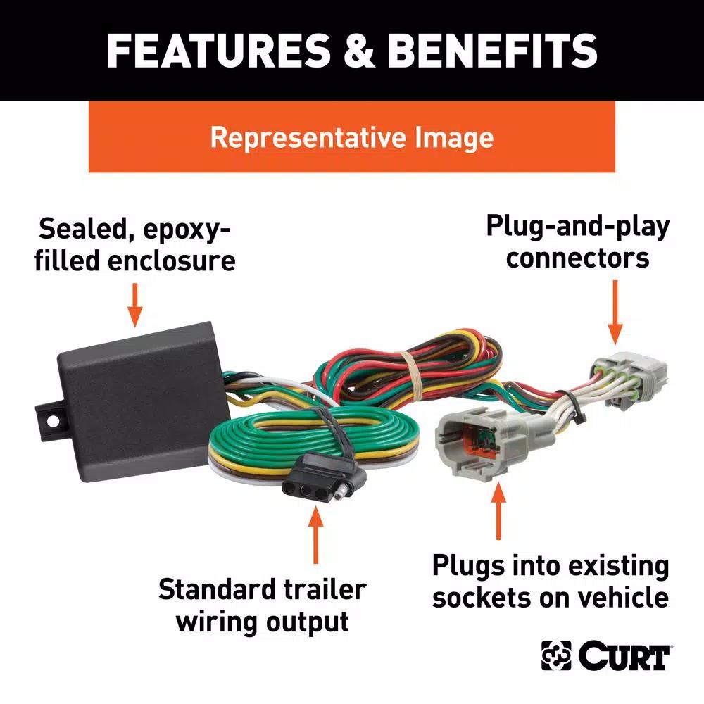 CURT Custom Vehicle-Trailer Wiring Harness for Toyota RAV4, 4-Way Flat T-Connector