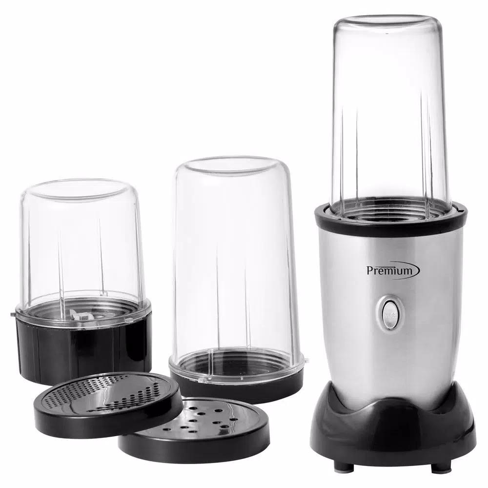 PREMIUM 9-Piece 19 oz. Personal Blender Set with Stainless Steel Blades, Silver