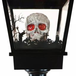 Haunted Hill Farm 71 in. Black Animated Skull Lamp Post with Spooky Music thumbnail 5