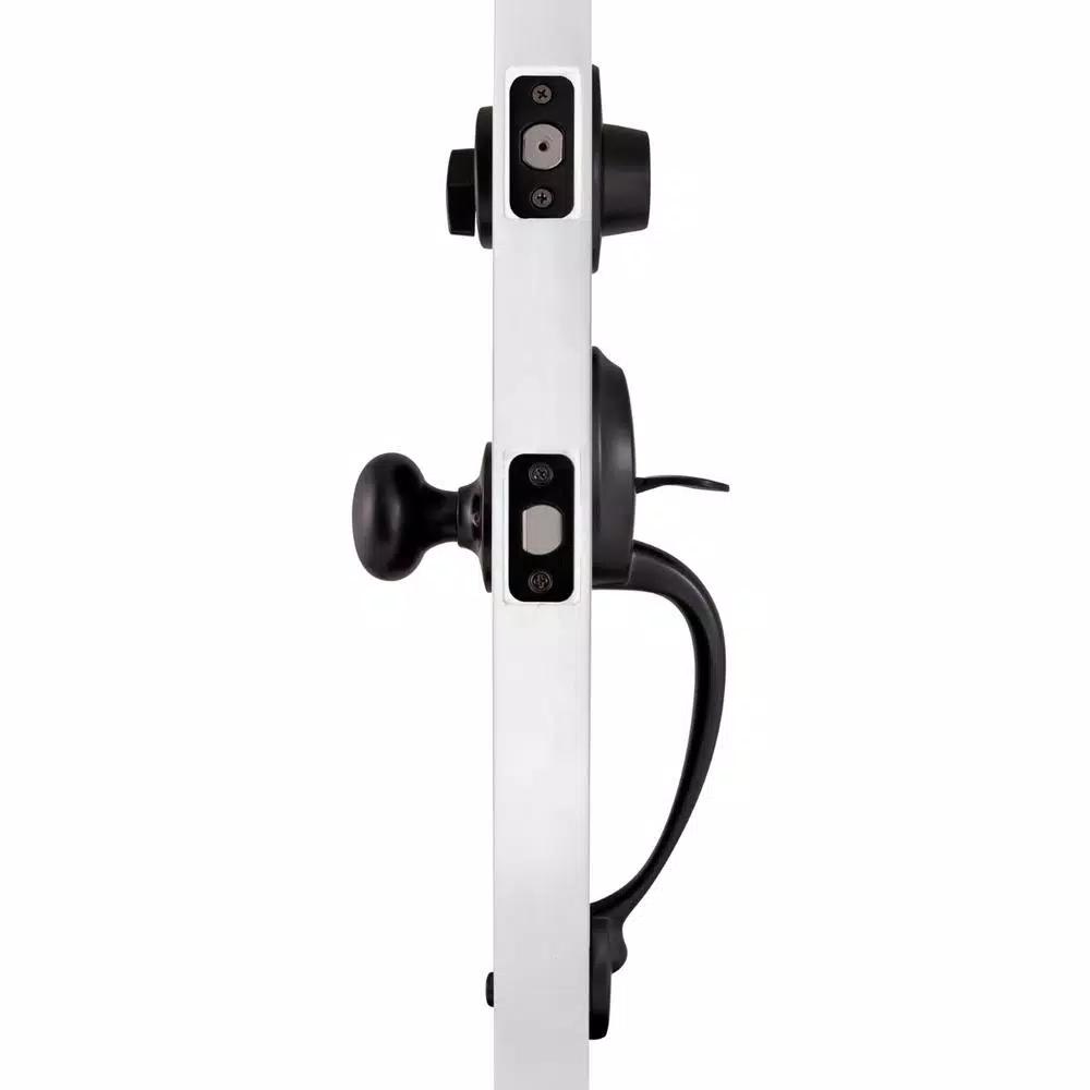 Design House Coventry Matte Black Entry Door Handleset with Cambridge Interior Knob and Single Cylinder Deadbolt