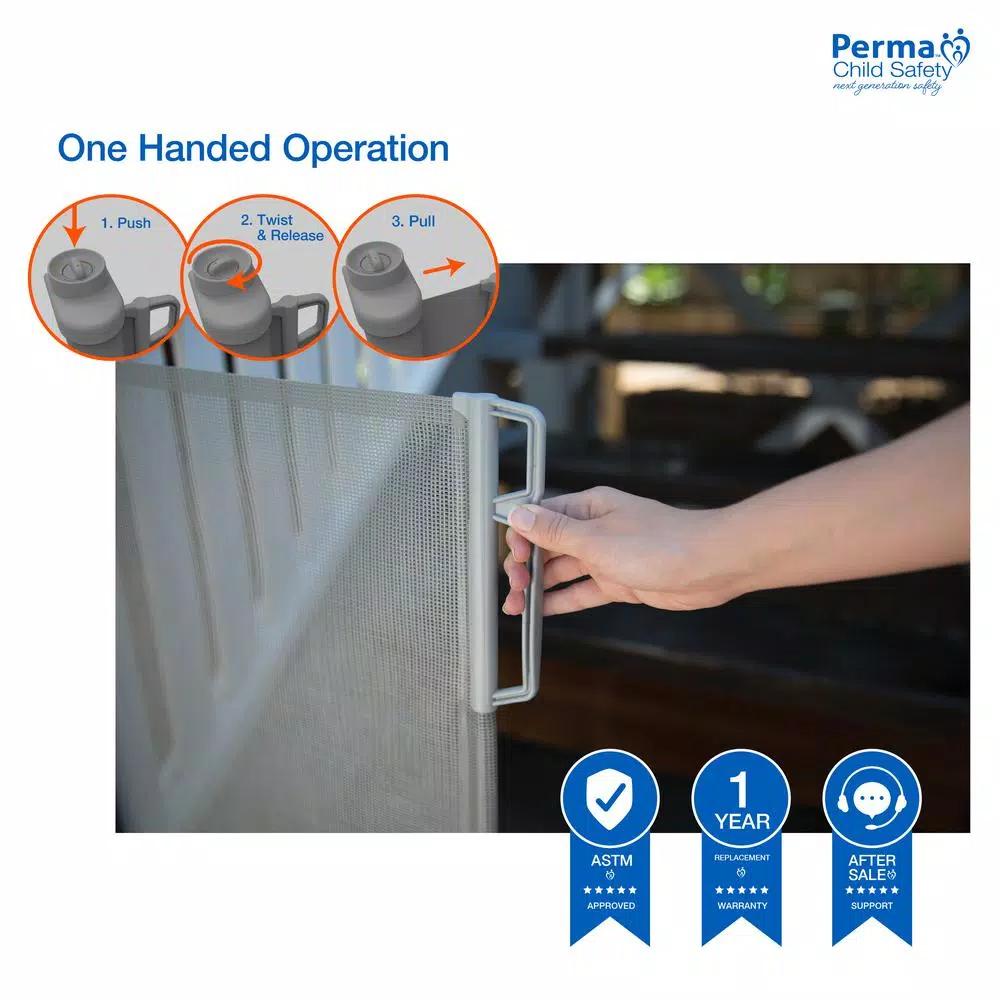 Perma Child Safety Extra Tall & Extra Wide Outdoor Retractable Gate, 41 in. H x 71 in. W, Gray