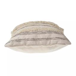 LR Resources Zanthia Cream, Gray & Gold Striped Cotton Throw Pillow - 20 x 20 in. thumbnail 4
