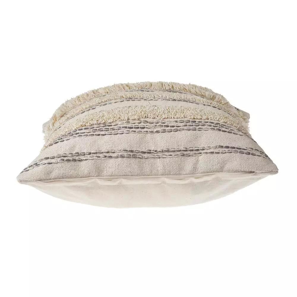 LR Resources Zanthia Cream, Gray & Gold Striped Cotton Throw Pillow - 20 x 20 in.