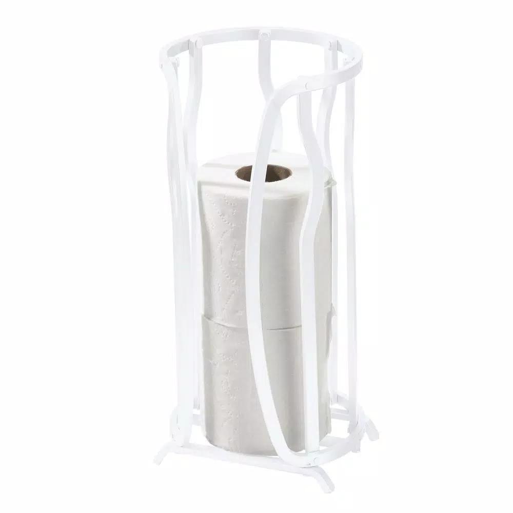 Bath Bliss Aluminum Toilet Paper Holder, 3-Roll Vertical Reserve, White