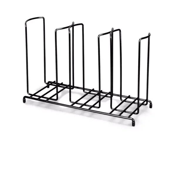 Unbranded Black 3-Section Wire Rack Cup and Lid Organizer for Catering and Restaurants