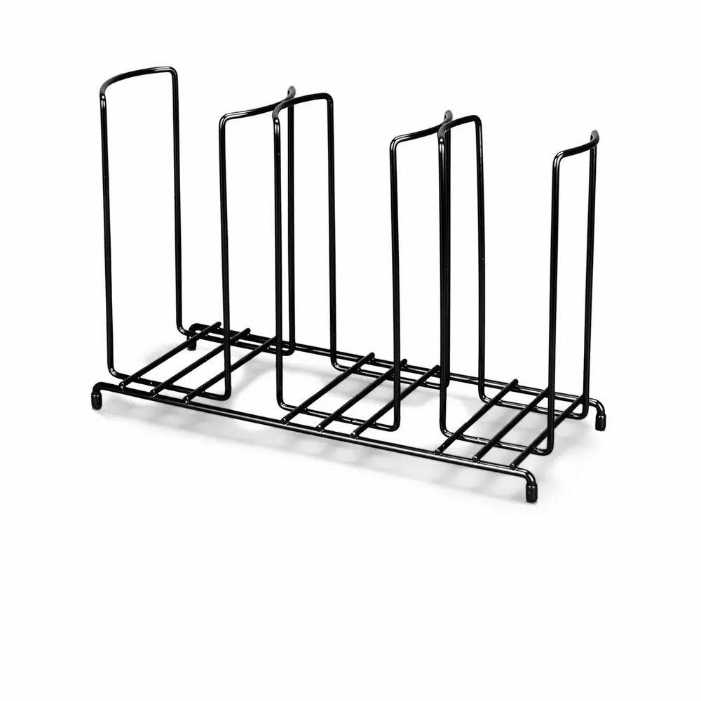 Unbranded Black 3-Section Wire Rack Cup and Lid Organizer for Catering and Restaurants