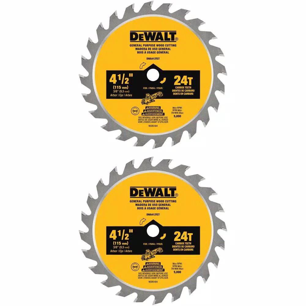 DEWALT ATOMIC 4-1/2 in. 24-Tooth Carbide Circular Saw Blade (2-Pack)
