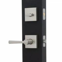 Baldwin Prestige Spyglass Single Cylinder Satin Nickel Handleset with Square Lever and SmartKey Security thumbnail 4