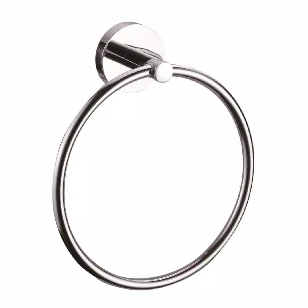 Design House GRAZ Park Polished Chrome Towel Ring - Modern Zinc Hand Towel Holder