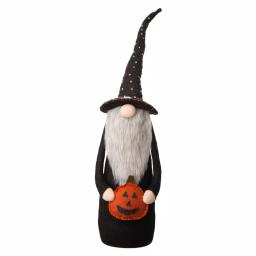 Glitzhome 28 in. Halloween Fabric Gnome Standing Decor with Posable Hat and Faux Fur Beard thumbnail 1