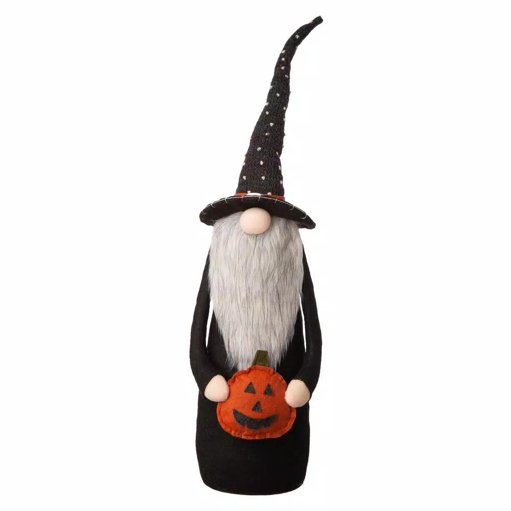 Glitzhome 28 in. Halloween Fabric Gnome Standing Decor with Posable Hat and Faux Fur Beard
